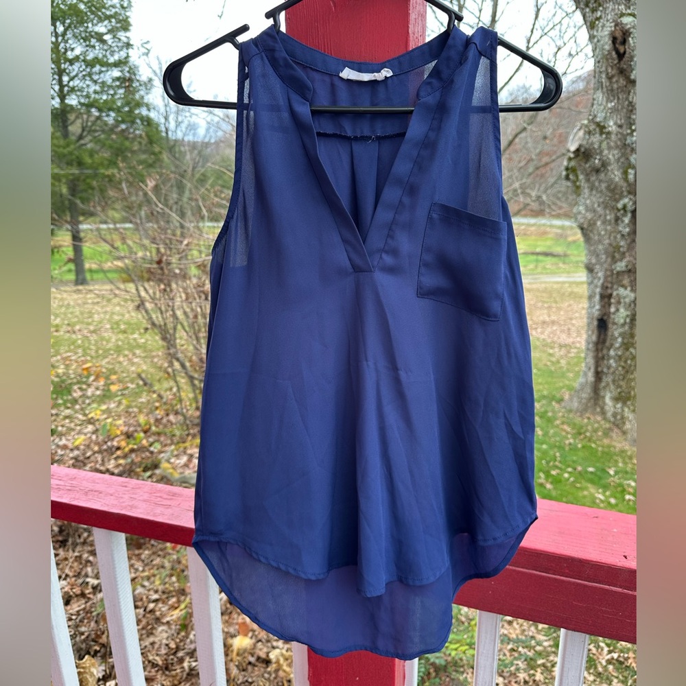 Women’s Navy Sleeveless Blouse